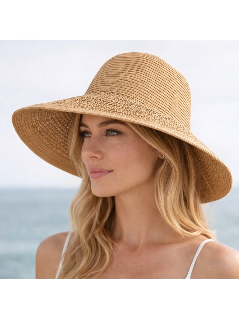 J. Crew Textured Straw Hat Coastal Resort Classic Vacation Packable Floppy